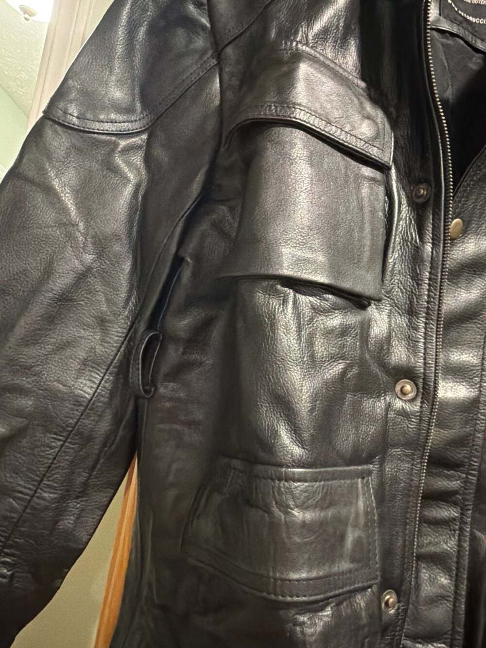 Petorucci Authentic Outerwear Men's Black Grain Leather Field Jacket - Picture 9 of 11
